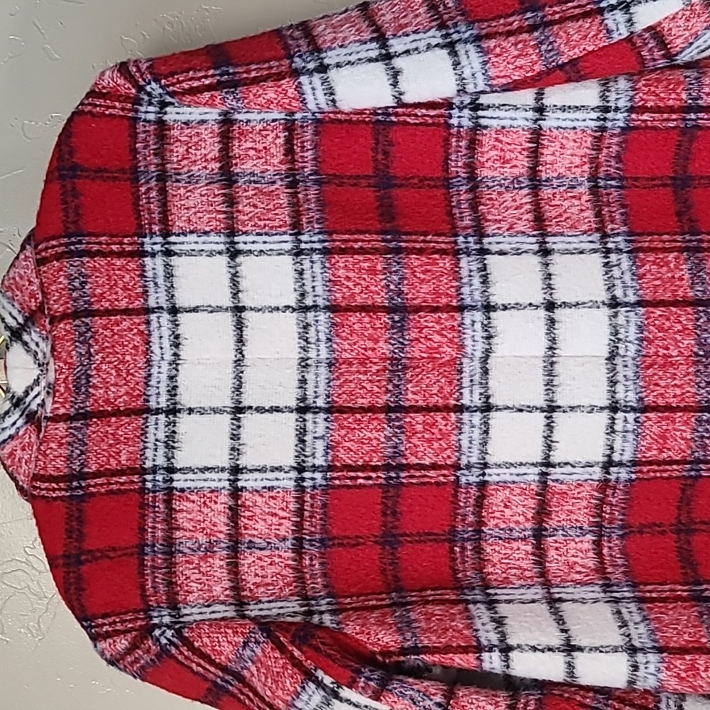 Old Navy Overcoat Novel Red Plaid Wool Blend Jacket Size XL - Picture 8 of 14